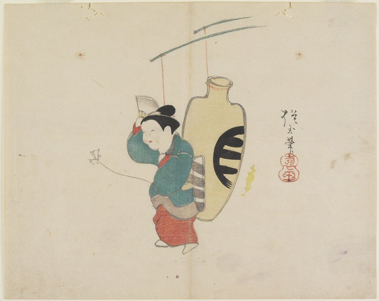 (Mobil Kadın Figürü ve Sake Şişesi), c. 1830 by Hogyoku