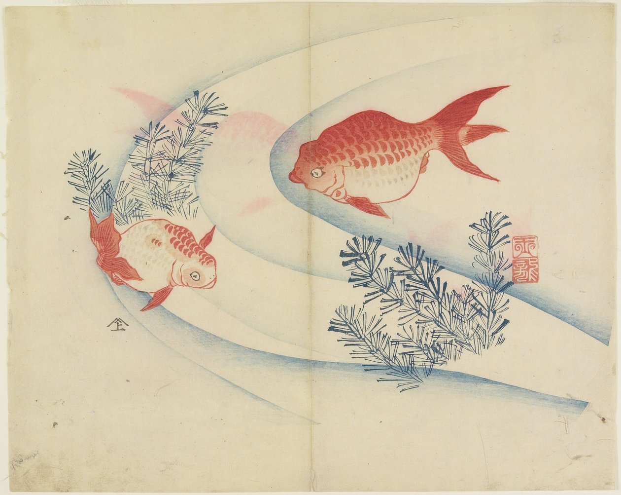 (Suda İki Japon Balığı), c. 1830 by Hogyoku