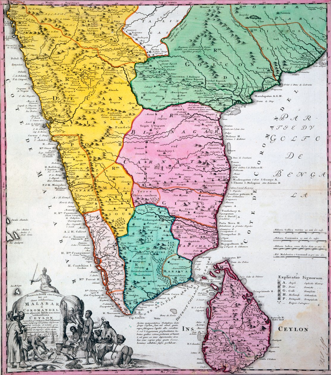 Hint Yarımadası Haritası, 1733 (el renkli gravür) by Homann Heirs Company