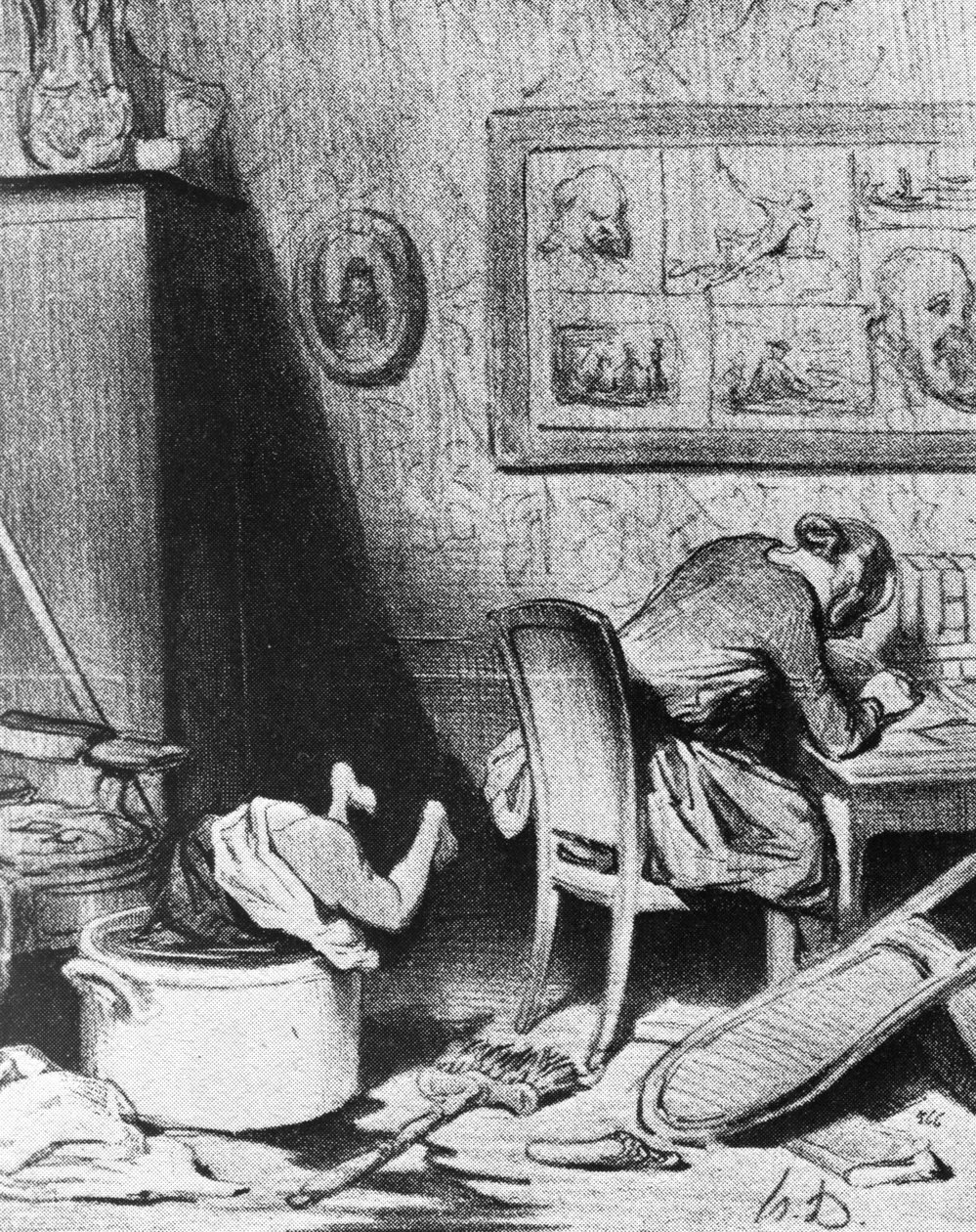 Ailesini ihmal eden kadın yazar by Honoré Daumier