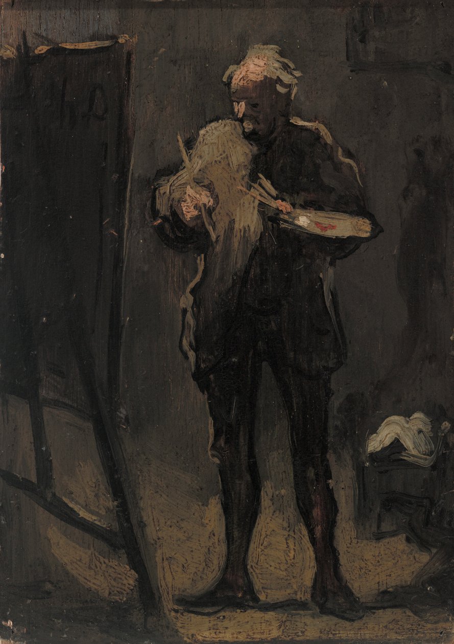 Ressam resminin önünde by Honoré Daumier