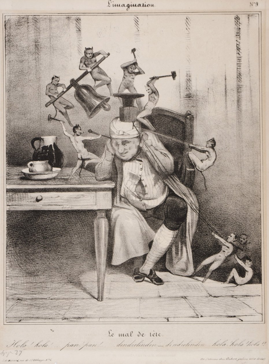 Baş Ağrısı, 1833 (litografi) by Honoré Daumier