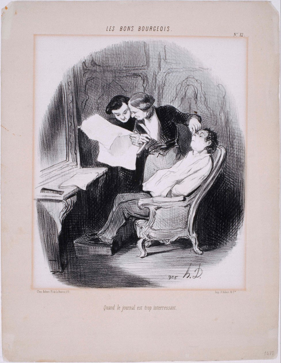 Les Bons Bourgeois- Gazete çok ilginç olduğunda by Honoré Daumier