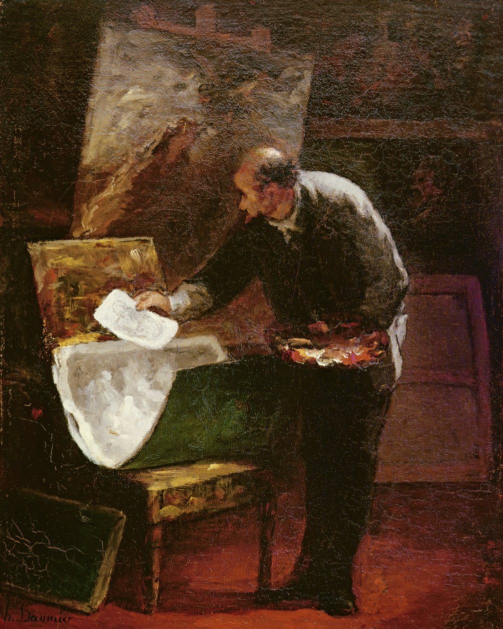 Sanatçı kendi stüdyosunda by Honoré Daumier