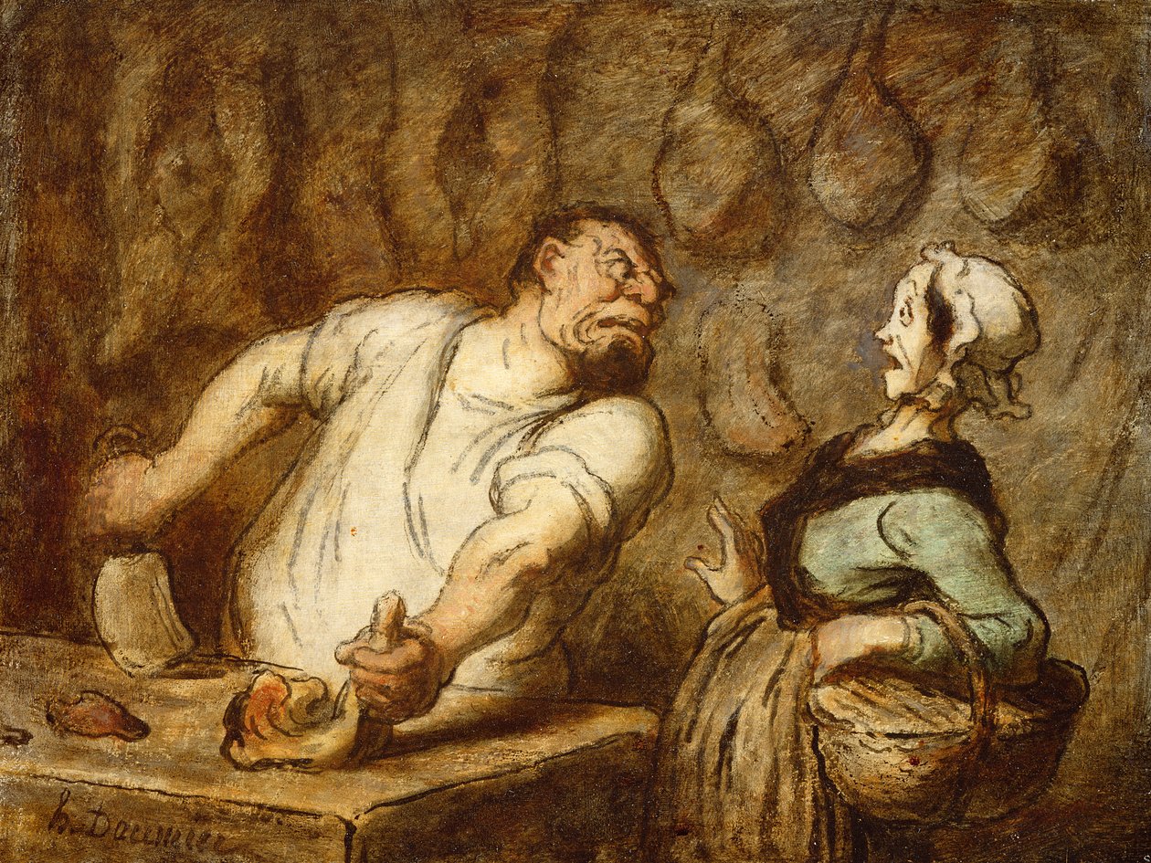 Kasap, Montmartre Pazarı, c.1857-58 by Honoré Daumier