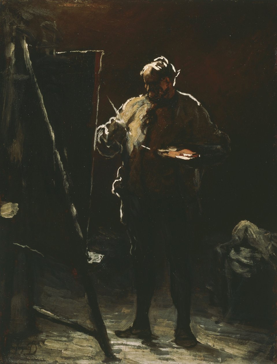 Ressam şövalesinin başında by Honoré Daumier