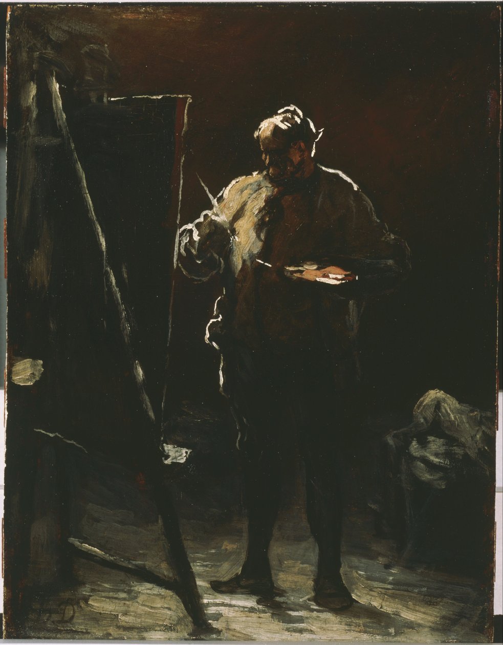 Ressam şövalesinin başında by Honoré Daumier