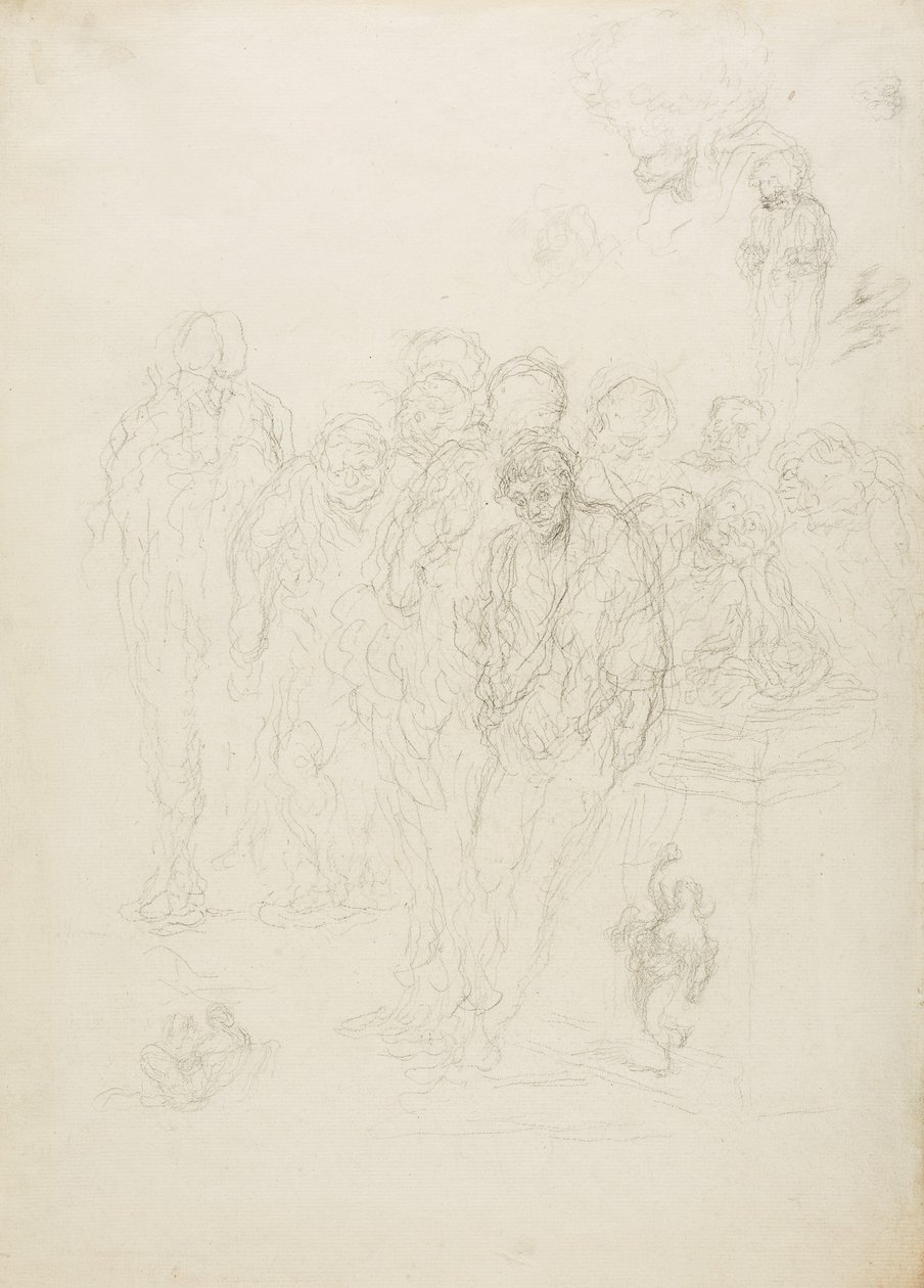 Bir Grup Adam ve Diğer Eskizler, 1857 by Honoré Daumier