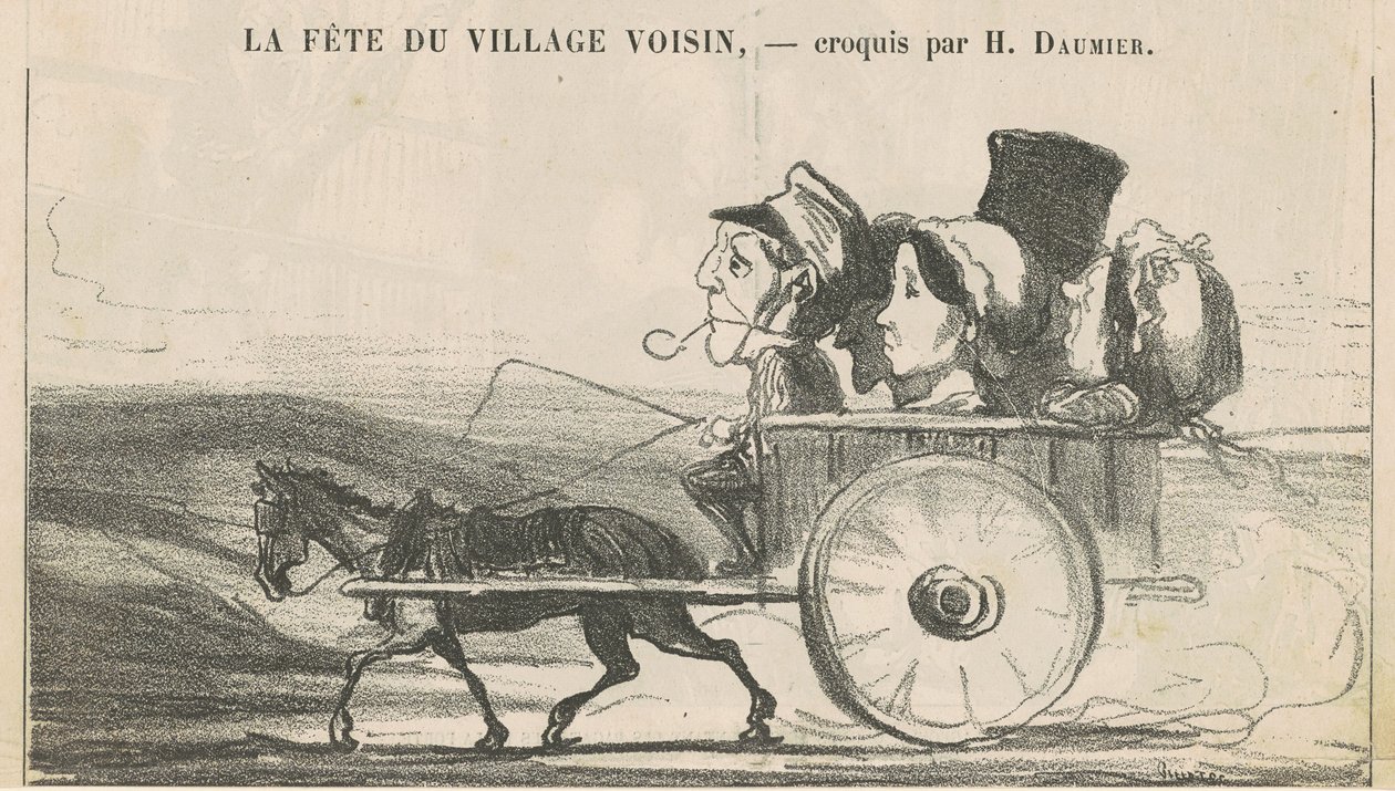 Kırsal kesimde, arabacı grevi yok... (rekto); Köylü Ekonomileri Memnun... (geri) by Honoré Daumier