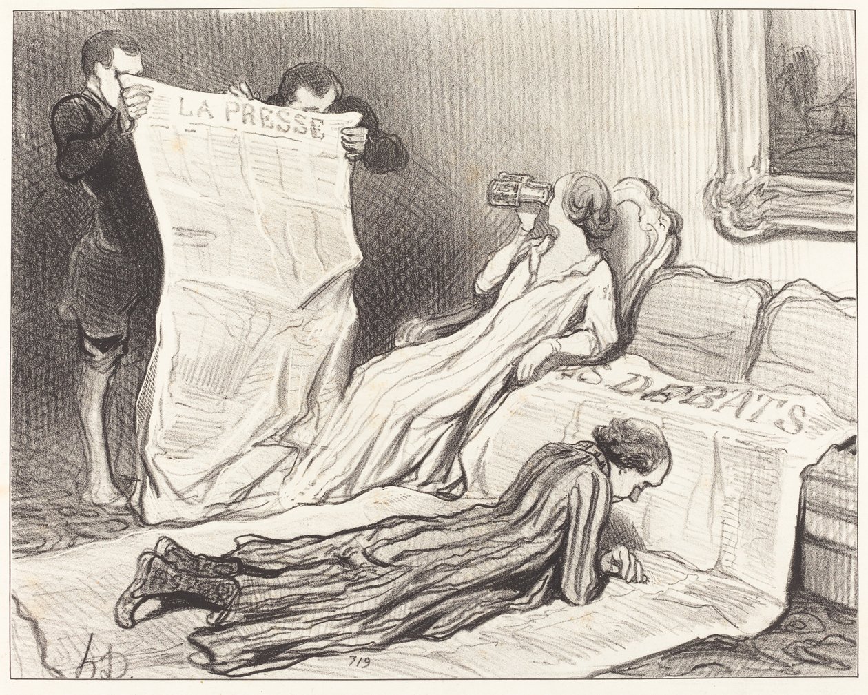 Gazetelerini teslim alan aboneler... by Honoré Daumier