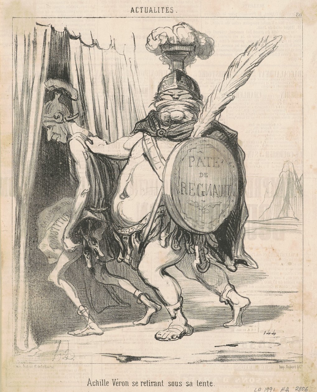 Achille Vèron çadırına çekilirken by Honoré Daumier