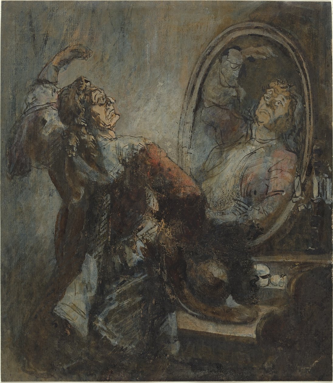Aynanın Önünde Poz Veren Aktör by Honoré Daumier