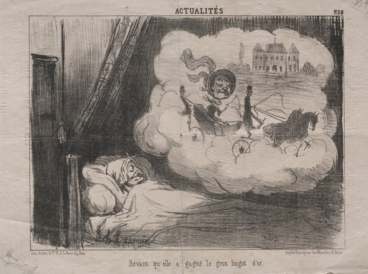 Gerçekler (No. 238): Birçok külçe altın kazandığını hayal etmek by Honoré Daumier