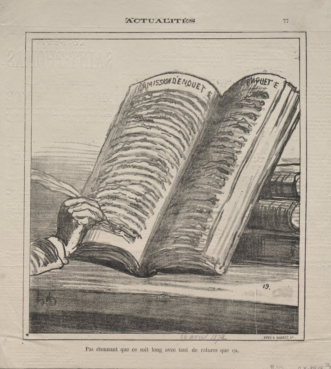 Gerçekler (No. 77): Uzun olmasına ve birçok düzeltmeye sahip olmasına şaşırmayın. by Honoré Daumier