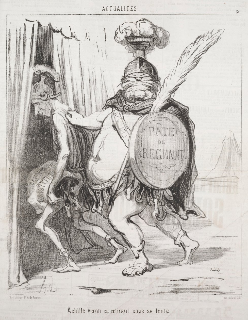 Gerçekler: Aşil Çadırına Çekiliyor, 1850. by Honoré Daumier