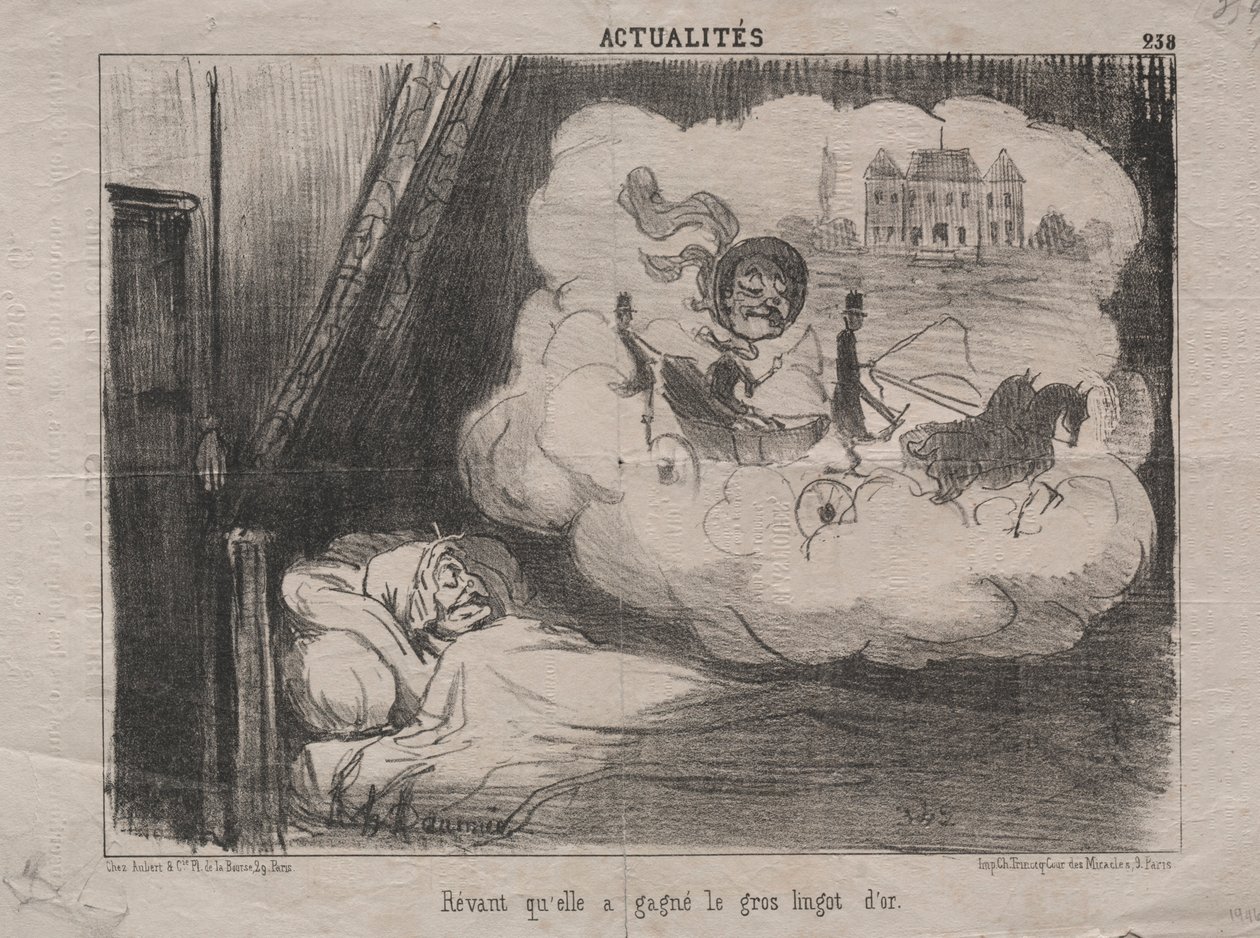 Gerçekler No. 238: Birçok külçe altın kazandığını hayal etmek, 1851. by Honoré Daumier