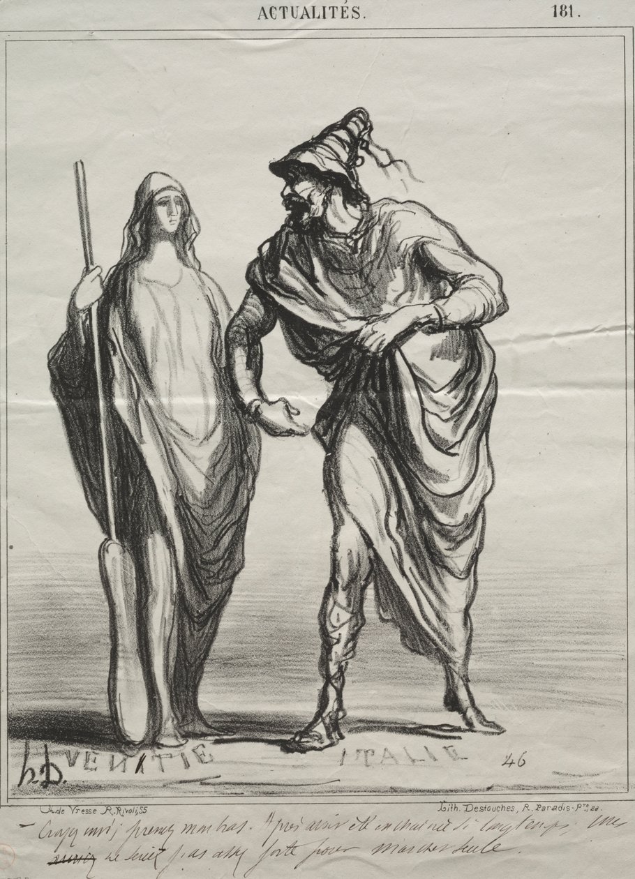 Gerçekler, levha 181: Beni ne sanıyorsunuz! Kolumu tut by Honoré Daumier
