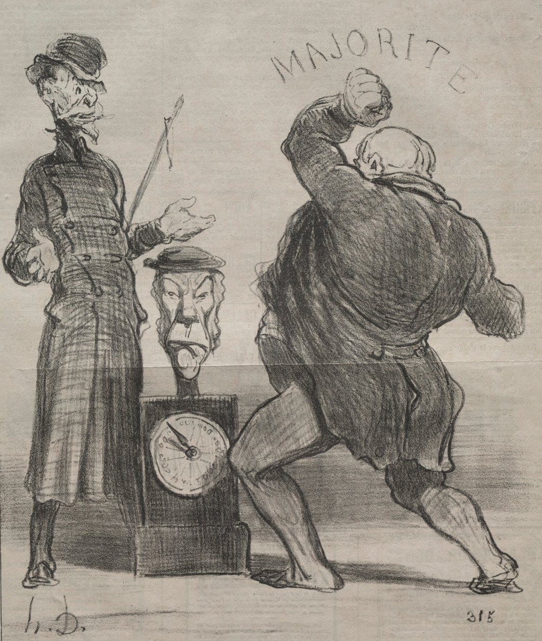 Gerçekler levhası 183: Gücünü denemek, 1851. by Honoré Daumier