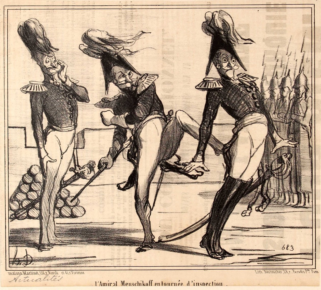 Amiral Alexander Sergeyevich Menshikov teftiş turunda, 1854. by Honoré Daumier