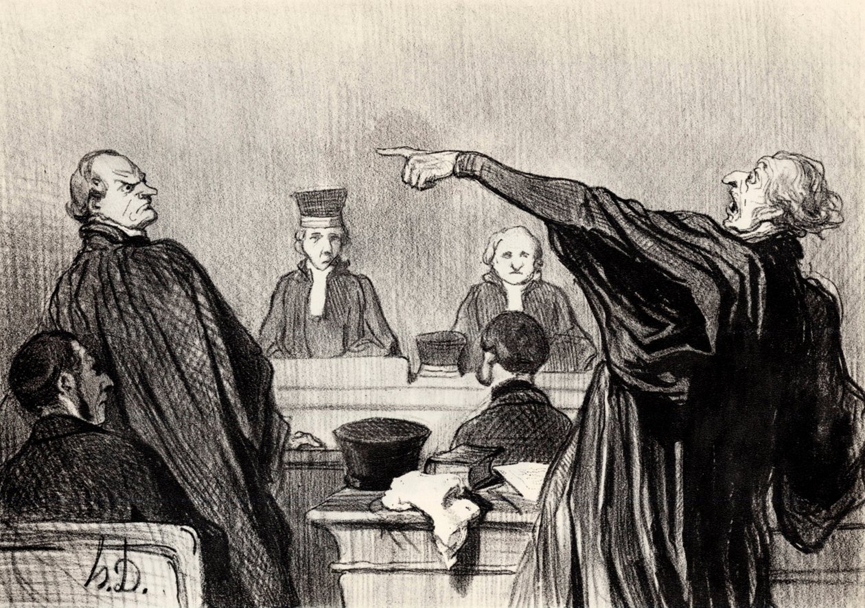 Açıkça tamamen ikna olmuş bir avukat…, 1845. by Honoré Daumier