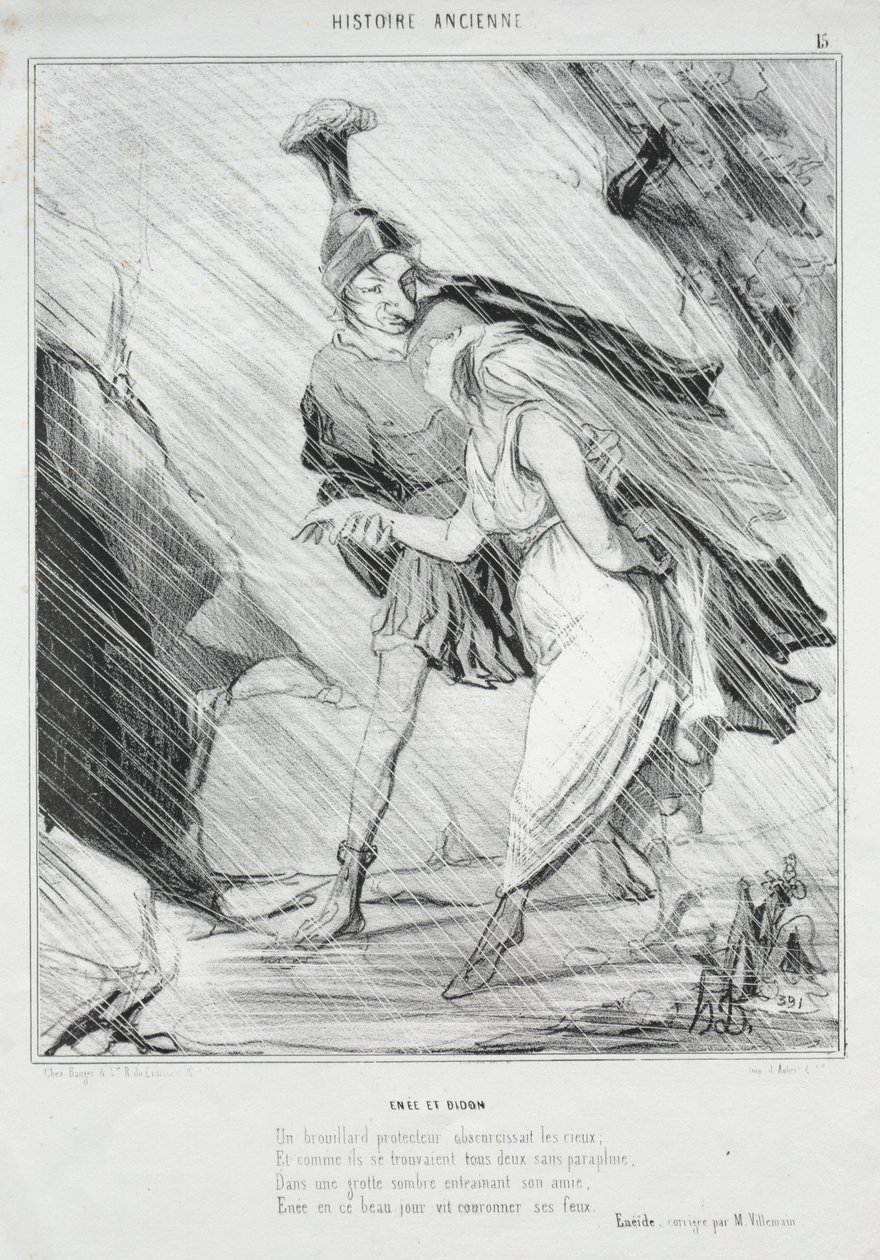 Antik Tarih (levha 15): Aeneas ve Dido by Honoré Daumier