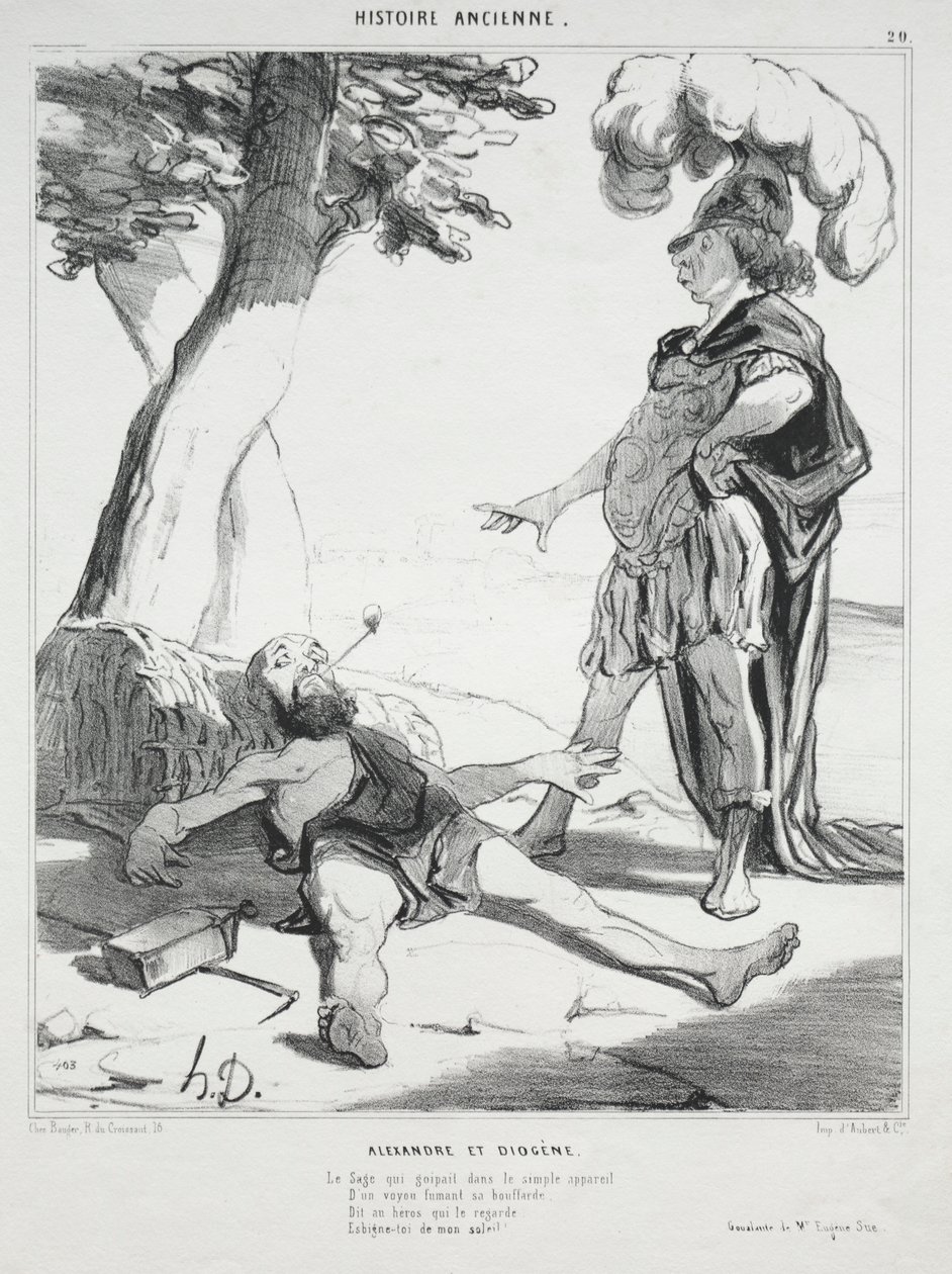 Antik Tarih, levha 20: İskender ve Diogenes by Honoré Daumier