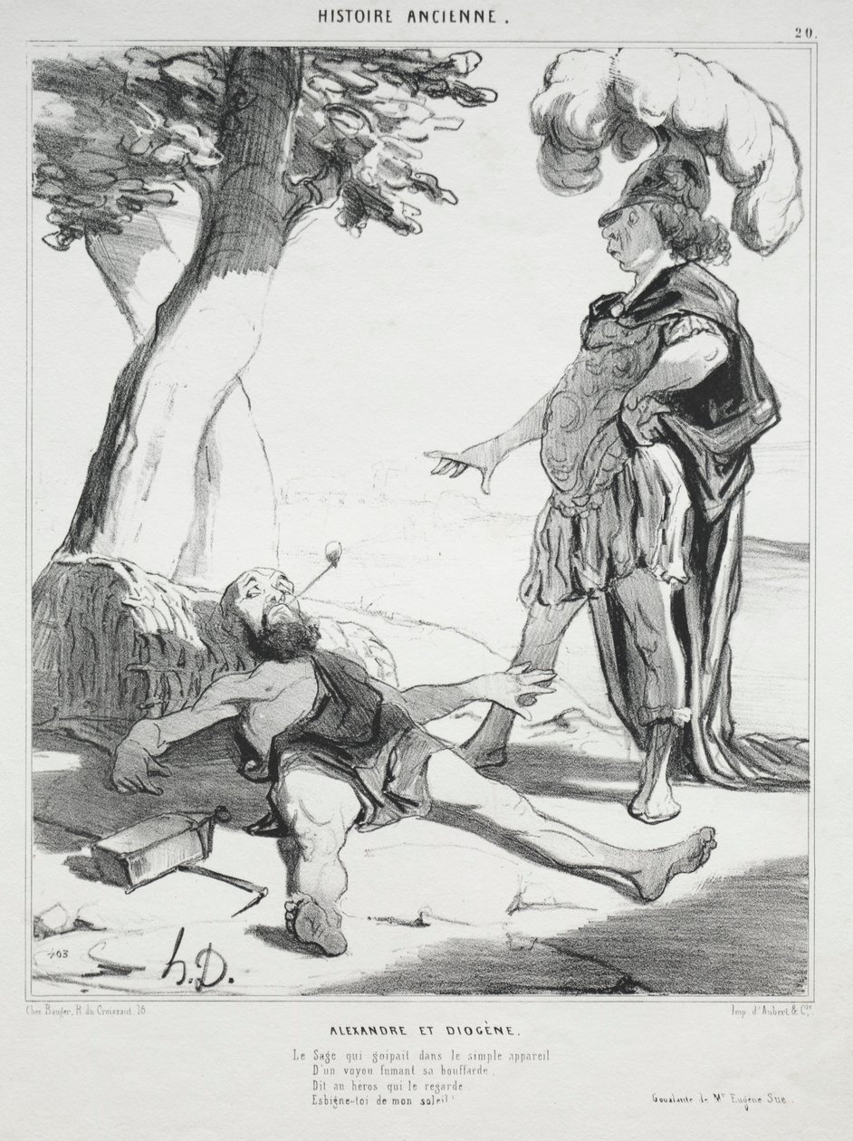 Antik Tarih, levha 20: İskender ve Diogenes, 14 Ağustos 1842. by Honoré Daumier