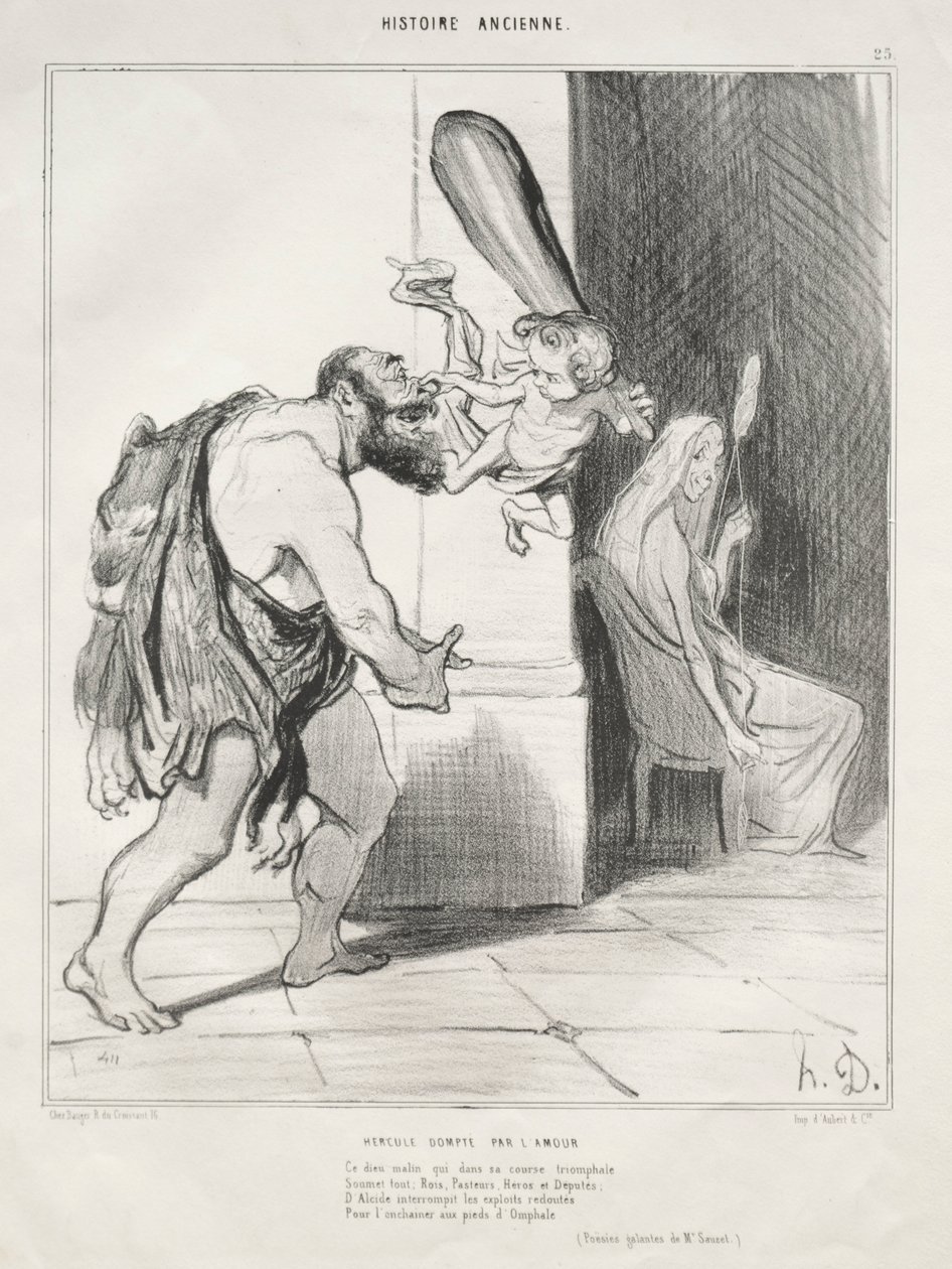 Antik Tarih, levha 25: Aşk Tanrısı Tarafından Bastırılan Herkül, 18 Eylül 1842. by Honoré Daumier
