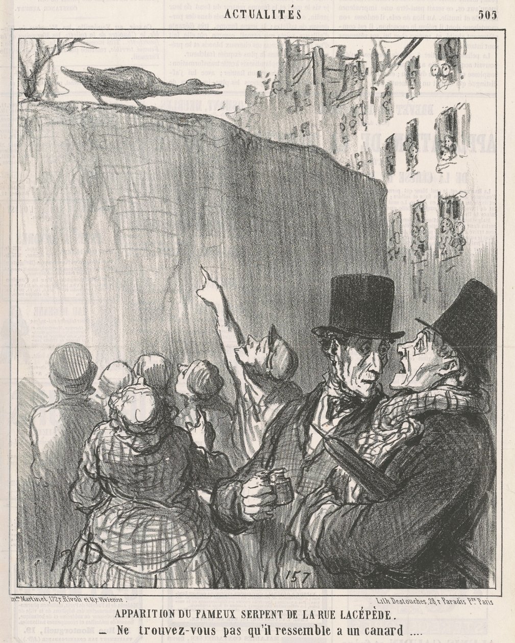 rue Lacépède yılanının görünüşü ... by Honoré Daumier
