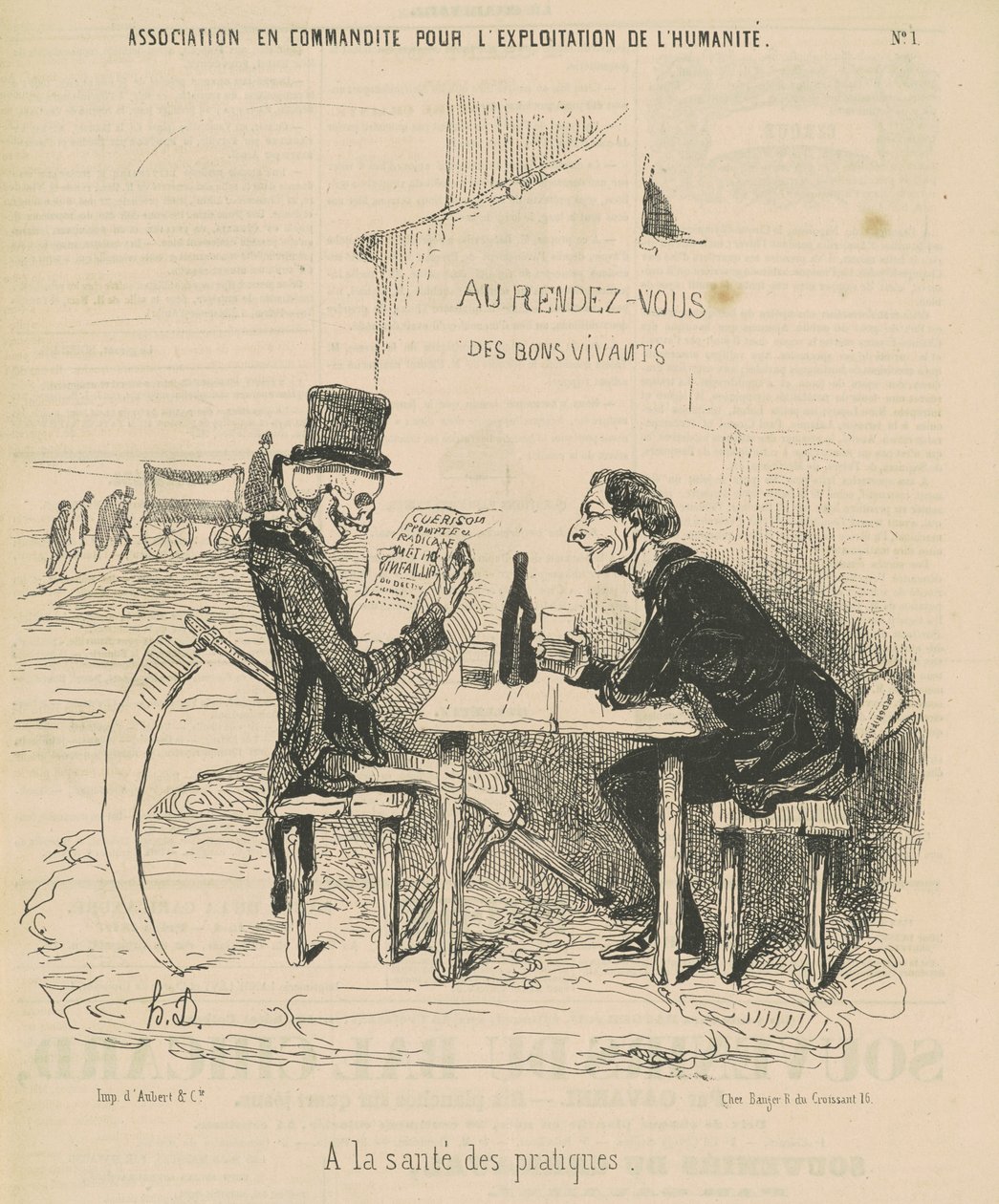 İnsanlığın uygulamaların sağlığına maruz kalması için sınırlı dernek by Honoré Daumier