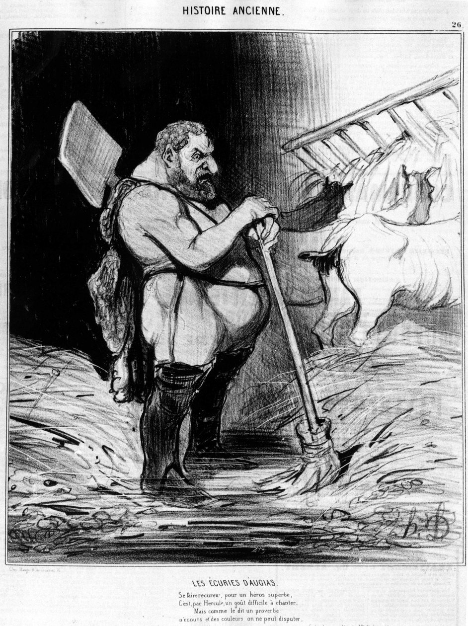 Augias ahırları. Ahırda cüce görünümlü adam: Honore Daumier
