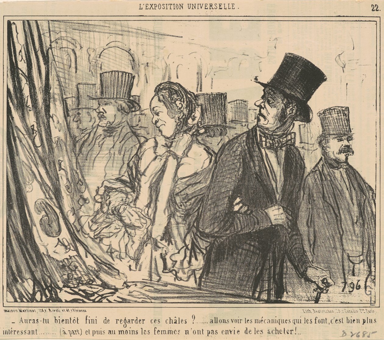 Yakında o şallara bakmayı bitirecek misin? by Honoré Daumier