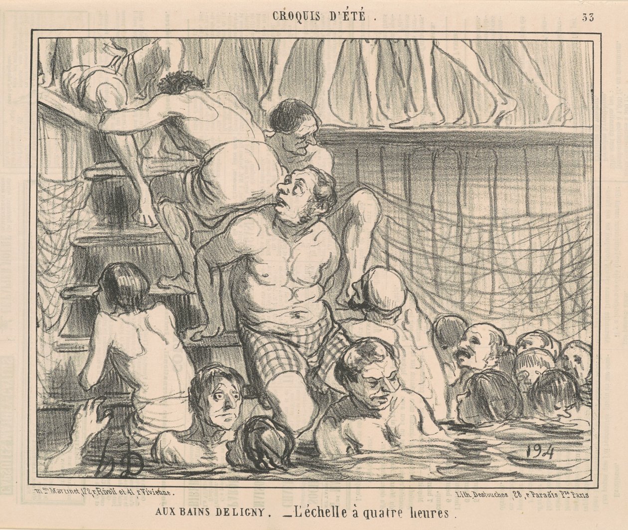 Deligny banyolarında by Honoré Daumier
