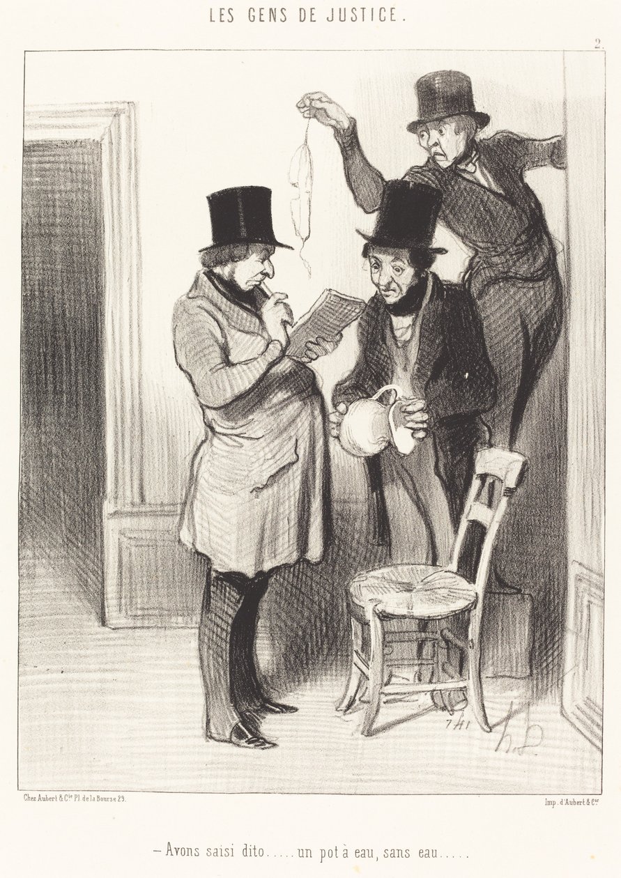 Dito ele geçirdik... bir su kabı, susuz by Honoré Daumier