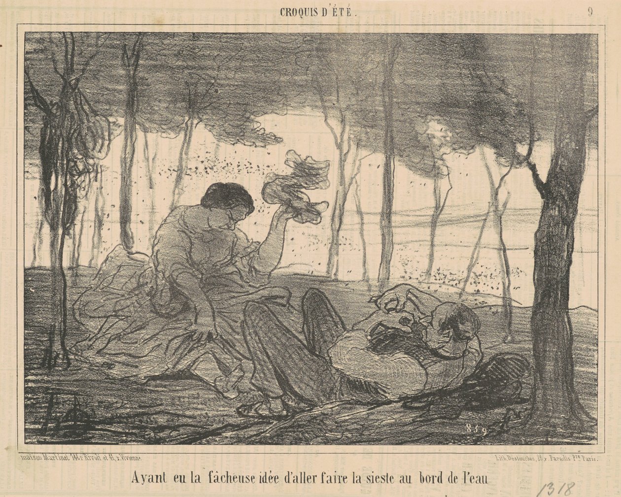 Su kenarına gitmek gibi talihsiz bir düşünceye sahip olmak... by Honoré Daumier