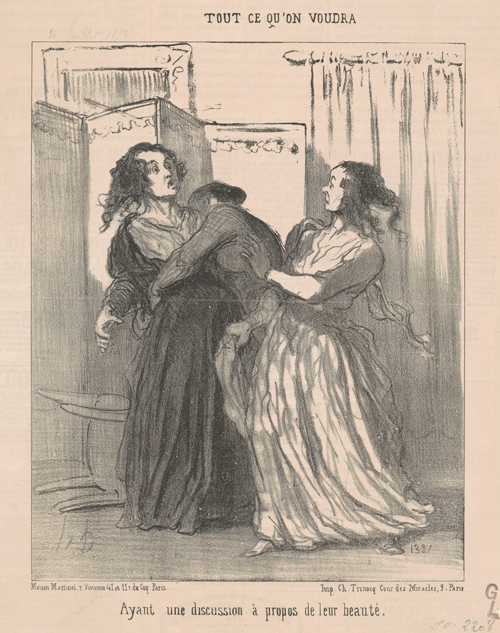 Güzellikleri hakkında bir tartışma yapmak by Honoré Daumier
