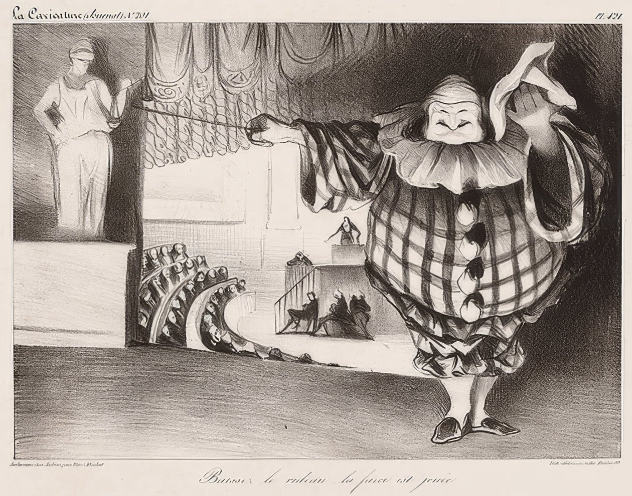 Perdeyi İndirin, The Farce is Played / Senkt den Vorhang, die Posse ist (ayrıca: La Caricature no. 201, 11.09.1834). 1834 by Honoré Daumier