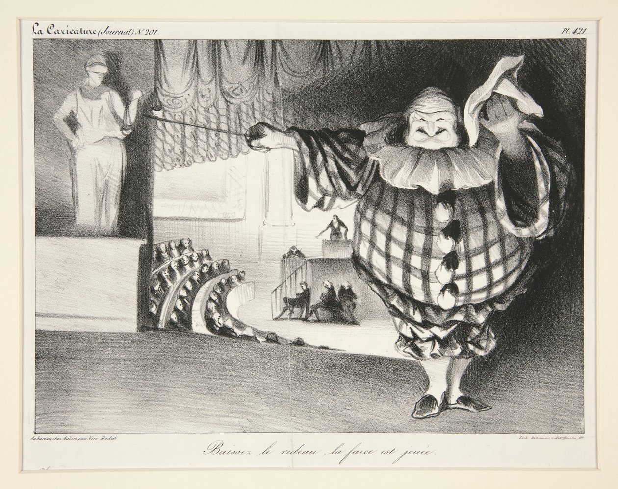 Baissez le rideau, la farce est jou?e. (Perdeyi indir, saçmalık bitti.), pl. 421 numaralı La Caricature dergisinden. 201 by Honoré Daumier