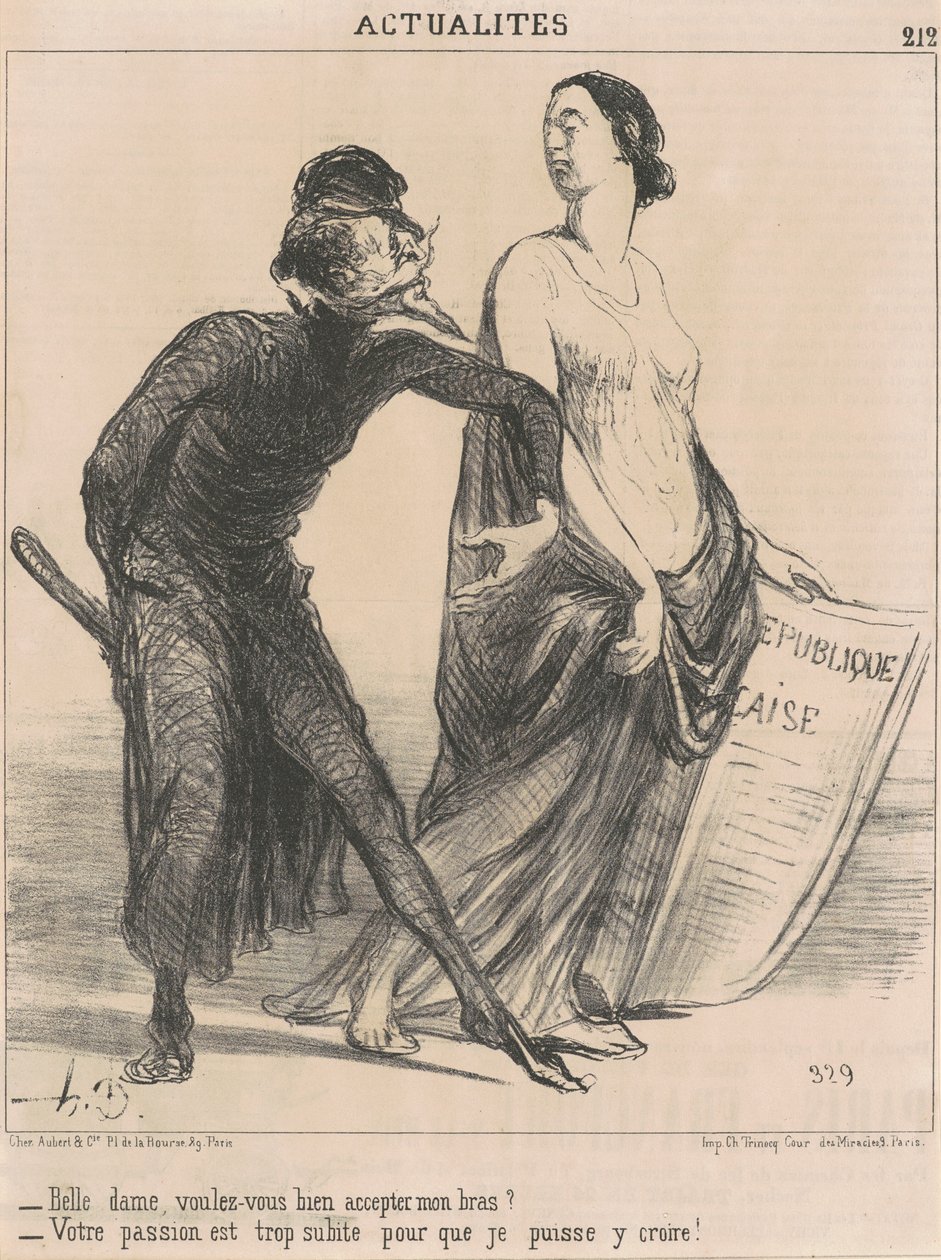Güzel bayan... kolumu kabul eder misin? by Honoré Daumier