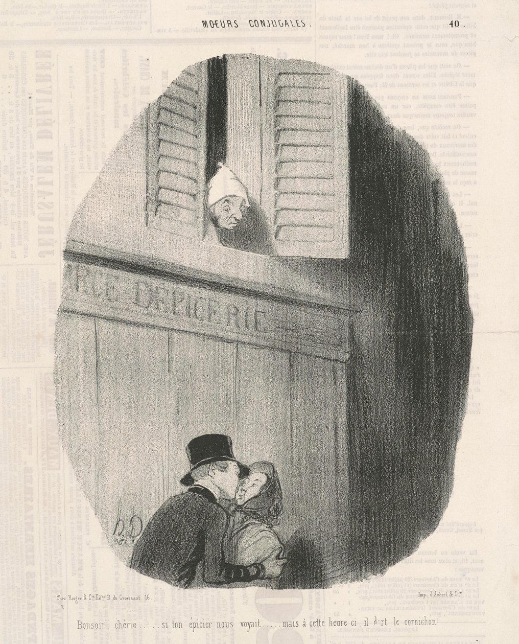 İyi akşamlar tatlım... Bakkalın bizi gördüyse... by Honoré Daumier