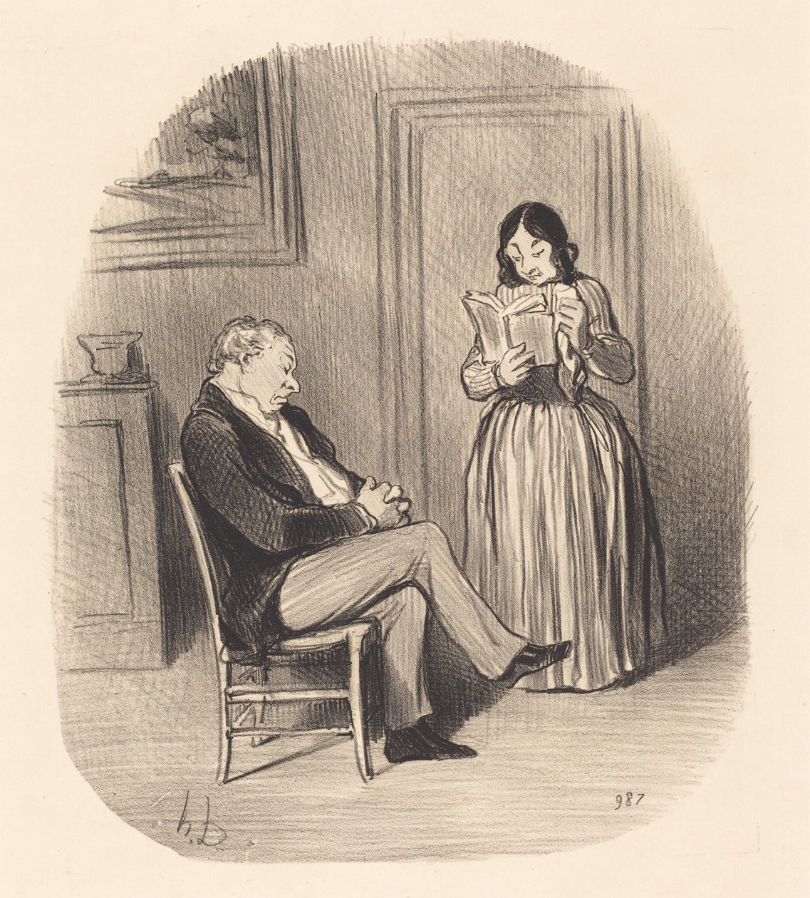 Burjuva okunuyor, yemekten sonra birkaç bölüm... by Honoré Daumier