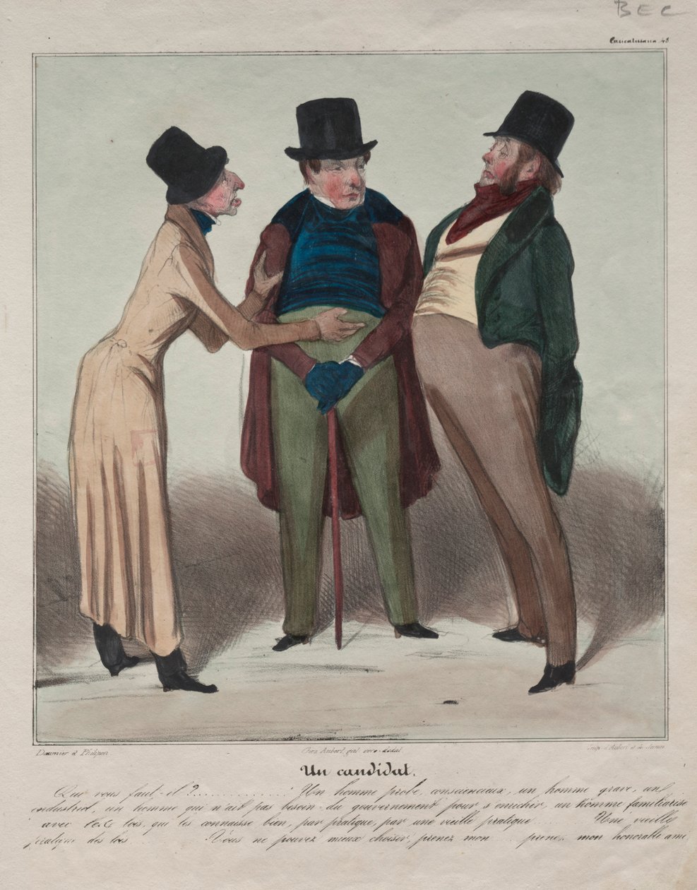 Caricaturana Plaka 48: Bir Aday, 1837. by Honoré Daumier