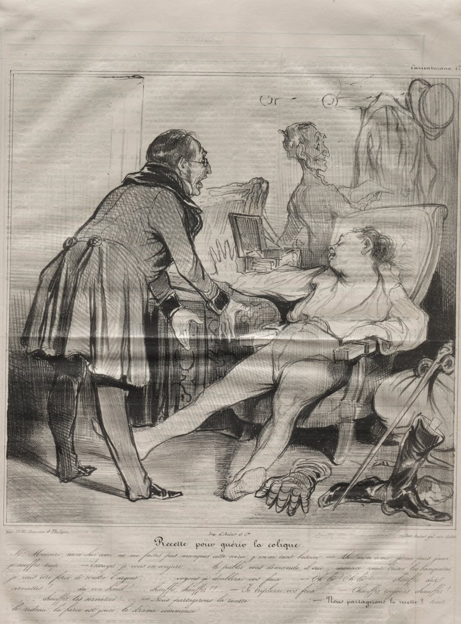 Caricaturana, plaka 72: Koliği Tedavi Etmek İçin Tarif by Honoré Daumier