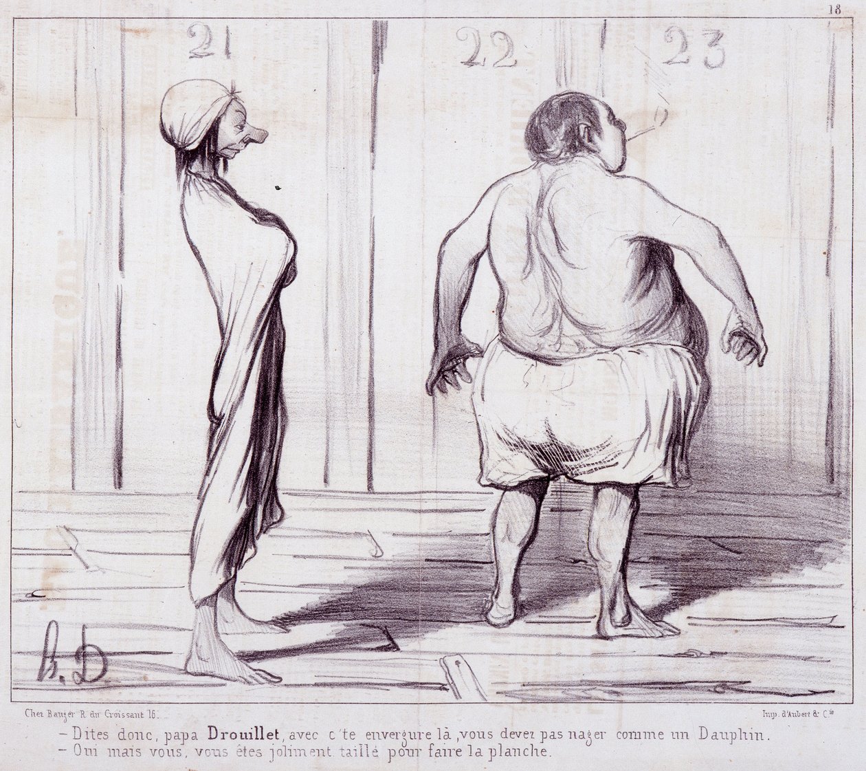 Görünüşler hakkında karikatür. Serie “” The Bathers””: Drouillet