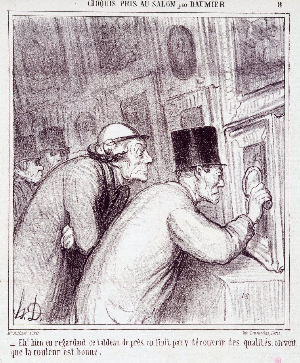 Sanatseverler hakkında karikatür. Dizi “” Daumier tarafından Salon