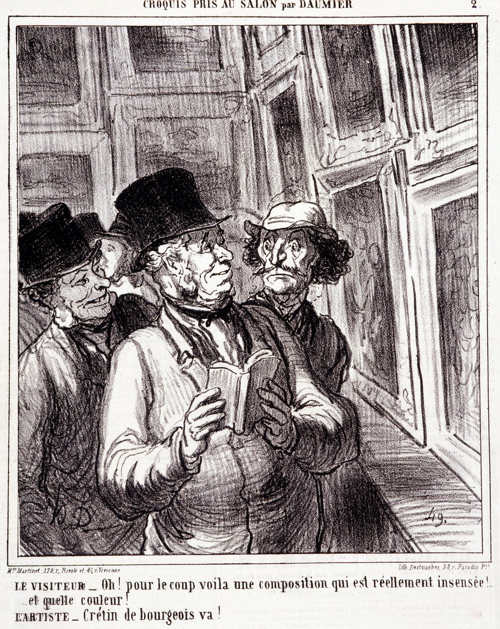 Sanatseverler hakkında karikatür. Dizi “” Daumier tarafından Salon