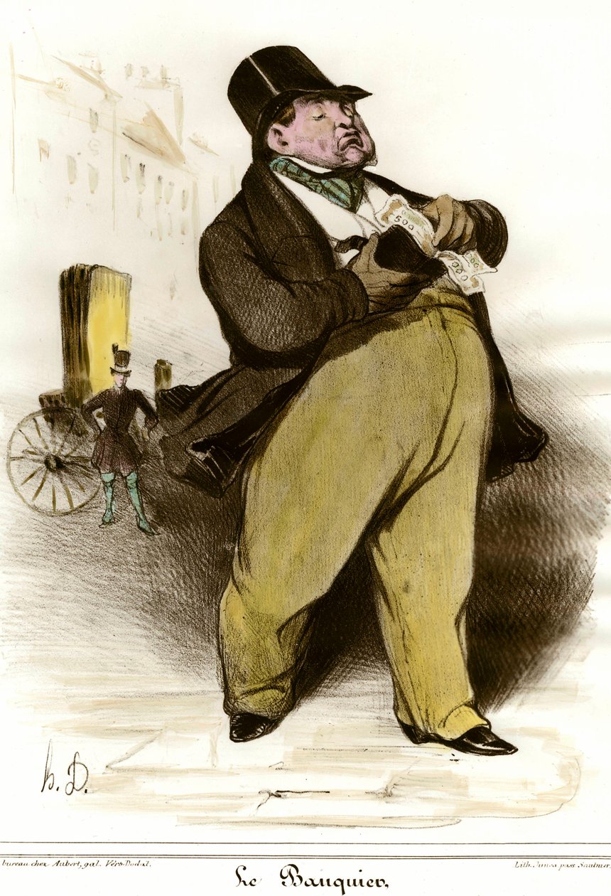 Cartoon of Banker Drawing by Honore Daumier (1808-1879) from “The Charivari”” 1835. Private collection by Honoré Daumier