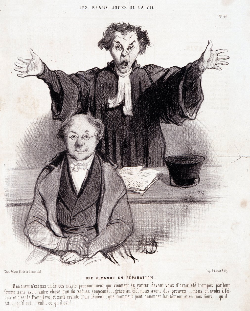 Boşanmalarla ilgili karikatür: Dizi “”Hayatın Güzel Günleri””: “”Ayrılık Talebi...””. Honore DAUMIER (1808-1879) tarafından yapılan gravür. 29 Ocak “Le Charivari” gazetesinden alıntı by Honoré Daumier