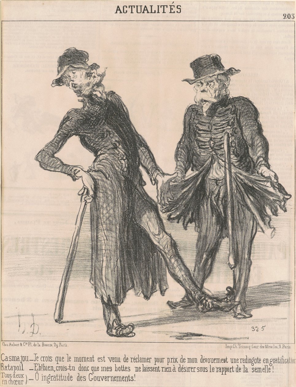 Casmajou -- Ratapoil (her ikisi de koro halinde) by Honoré Daumier