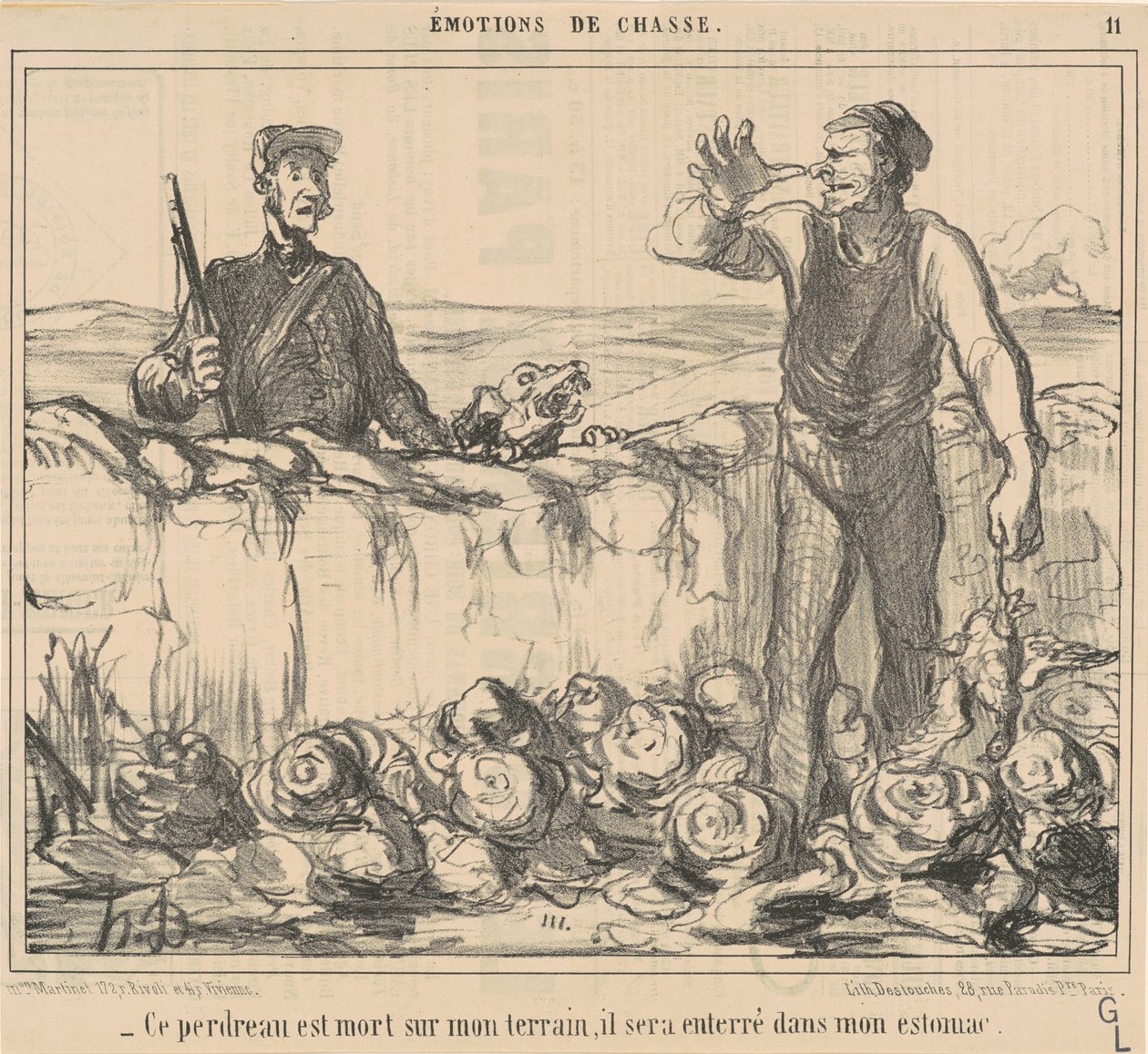 Bu keklik benim arazimde öldü... by Honoré Daumier